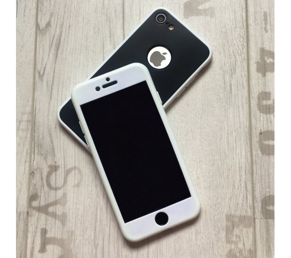 360° kryt silikónový iPhone 7/8 - čierno-biely
